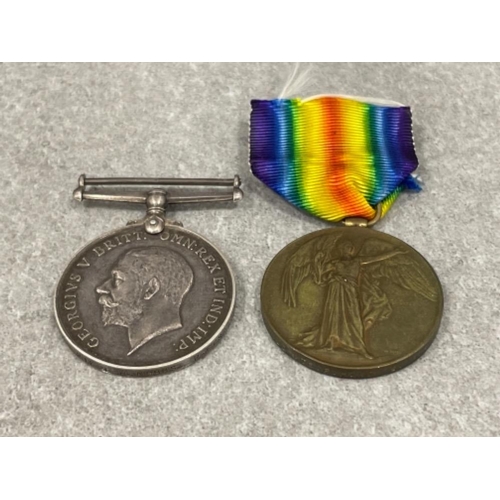 166 - Medals WWI pair of silver medal and Victory medal awarded to 16920 Pte F.H.Nobbs Royal fus.