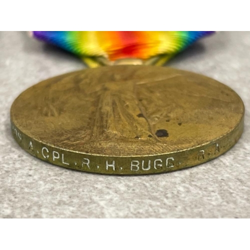 168 - Medals WWI pair of silver medal and Victory medal awarded to 20428 A.Cpl. R.H.Bugg R.Sussex Reg