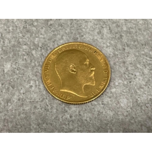 173 - 22ct gold 1910 King Edward half sovereign coin