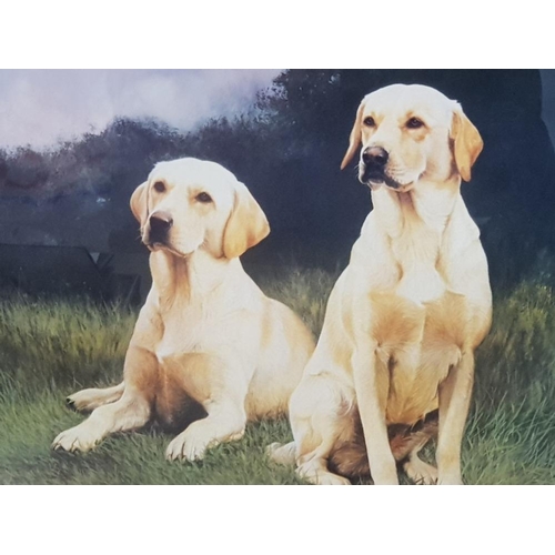 179 - Framed and signed After John Lewis Fitzgerald photolithographic print Golden Labradors, Published by... 