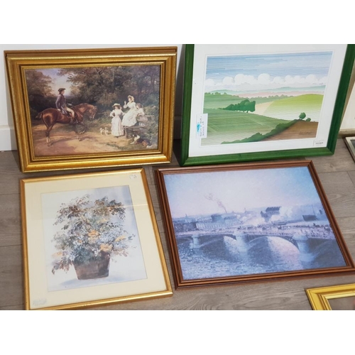 195 - A Quantity of paintings and prints including original pen and watercolour wash painting of Crail Har... 