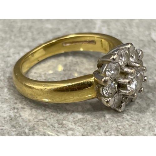 213 - 18ct gold and platinum diamond cluster ring. 7.3G size K