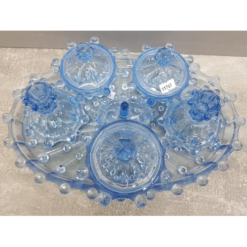 273 - Blue coloured glass dressing table 7 piece set