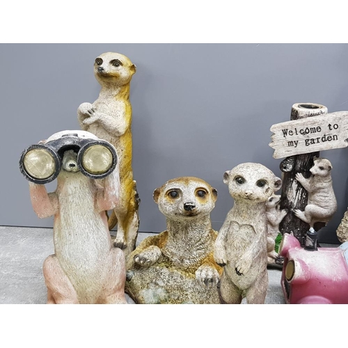 287 - 10 outdoor meerkat garden ornaments, resin