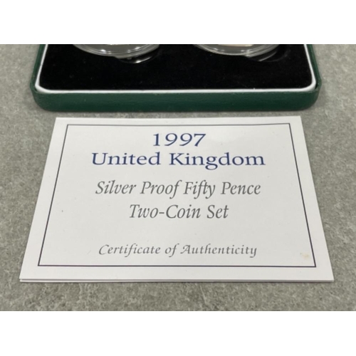 5 - Royal mint 1997 Silver proof 50p 2 coin set unc