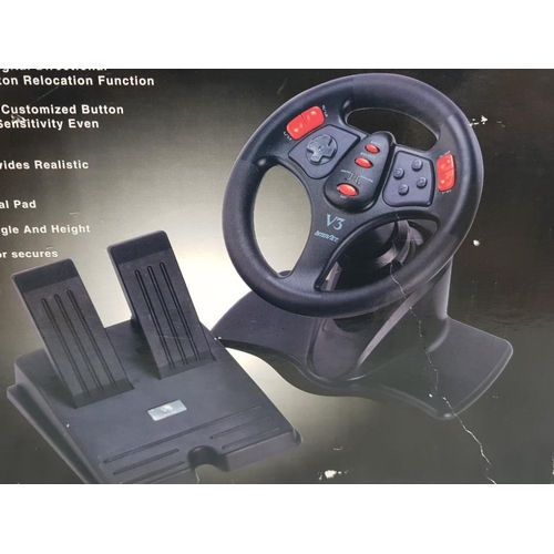 Vintage Sony playstation 1 v3 racing wheel by interact game products, boxed in very good