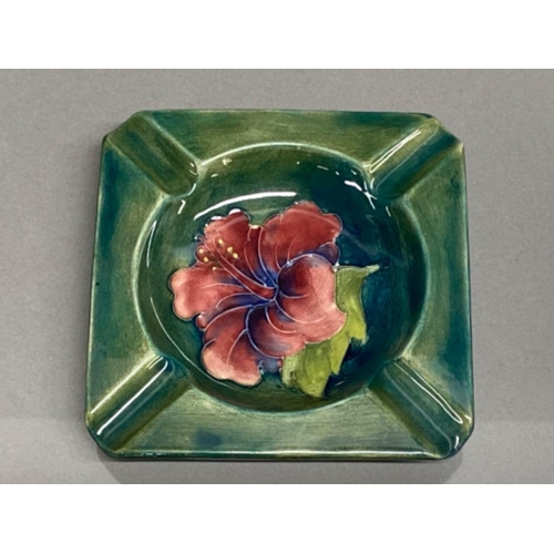 1 - Moorcroft Hibiscus patterned (Orchid & green) ashtray