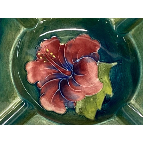 1 - Moorcroft Hibiscus patterned (Orchid & green) ashtray