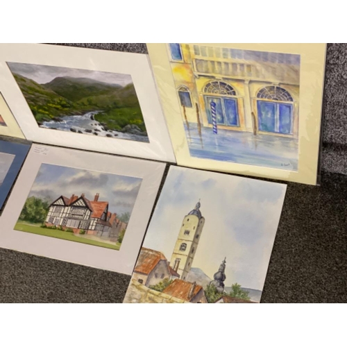 105 - Total of 6 undreamed watercolours - 3 signed by H. Heath (Paris, petwood, Australian alps etc)