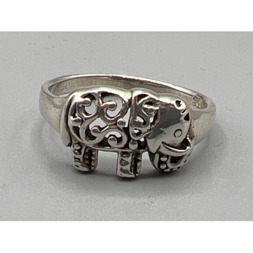 14 - Silver 925 elephant pendant with chain and elephant ring