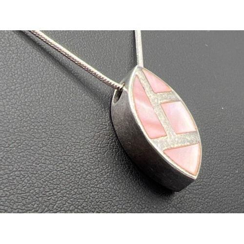 17 - Silver 925 pink enamel pendant chain