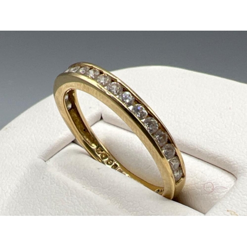 186 - 14ct gold and stone set half eternity ring. Vgc size N 2.1g