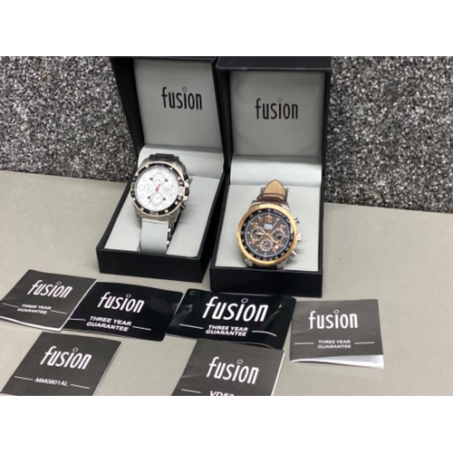 2 - 2x Fusion calendar wristwatches Both with original boxes and paperwork - models VS53 ( new battery r... 