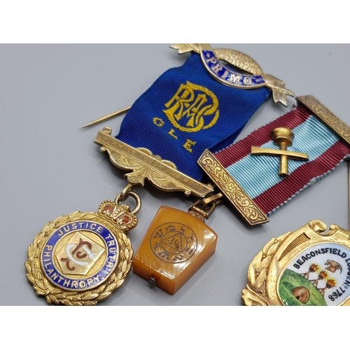 202 - Total of 5 Masonic medals includes, Royal anted luvian order of buffaloes, Beaconsfield lodge 7768, ... 