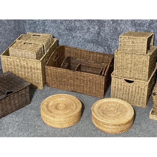 222 - A quantity of woven storage boxes and baskets