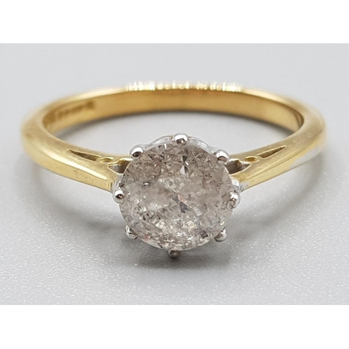 237 - Ladies 18ct yellow gold diamond solitaire ring, comprising of a round brilliant cut diamond set in a... 