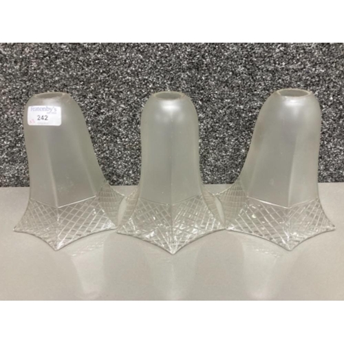 242 - Three good quality cut glass shades 17cm high