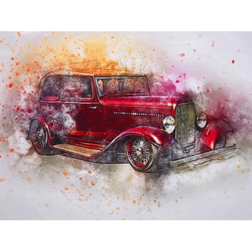 30 - 4 x framed car prints including Mustang