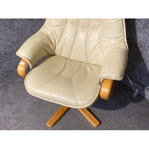 404 - A cream leather stressless style swivel chair