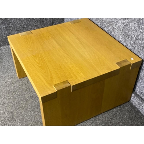 406 - Solid light oak square shaped coffee table