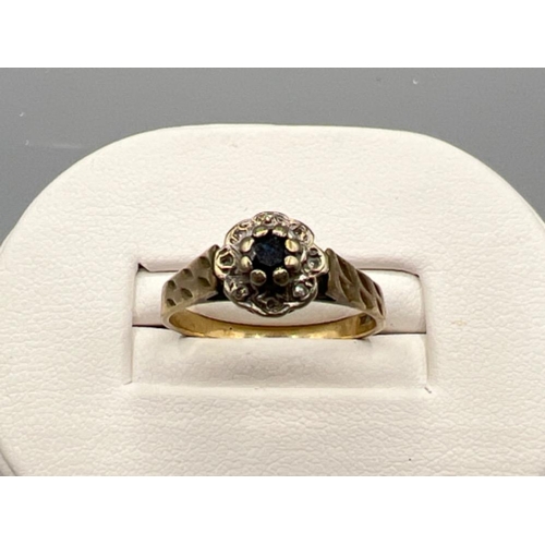 46 - 9ct gold diamond sapphire ring. 2.9g size O1/2