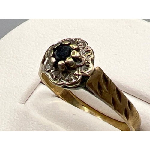 46 - 9ct gold diamond sapphire ring. 2.9g size O1/2