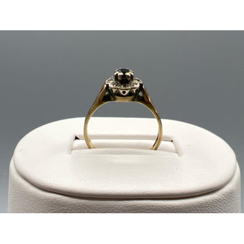 46 - 9ct gold diamond sapphire ring. 2.9g size O1/2