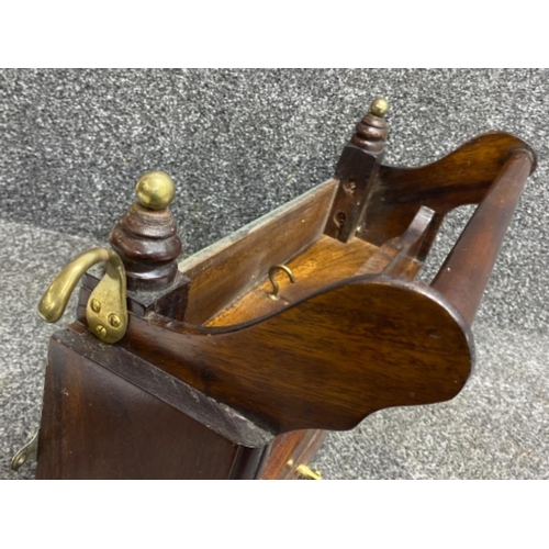 6 - Mahogany wall shelf fitted with 2 drawers & twin brass coat hooks