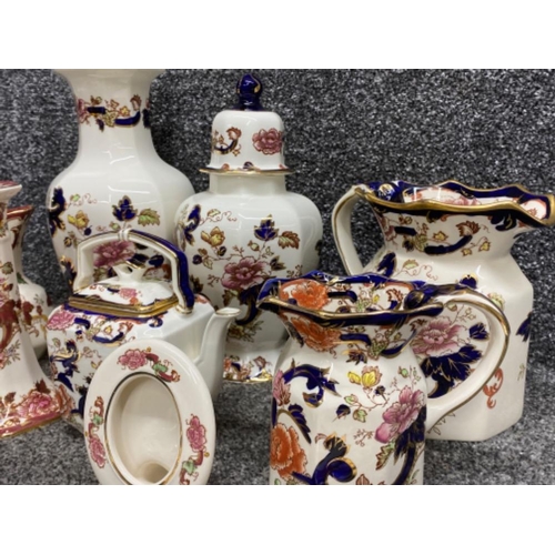 70 - A total of 12 Masons Red & Blue mandalay ironstone China including cream jug, vase, 2x candlesticks ... 