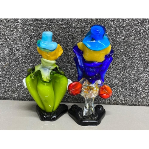 98 - 2 vintage Murano glass clowns