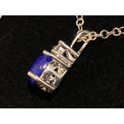 106 - 925 silver chain with blue lapis Lazuli stone drop pendant, 3.9g gross