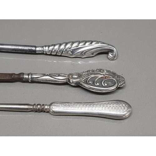 127 - Three silver handled manicure and sewing items Birmingham 1901, 1904 and 1918