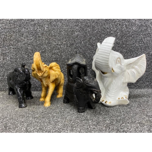 181 - 4 x large elephant ornaments - ceramic & resin