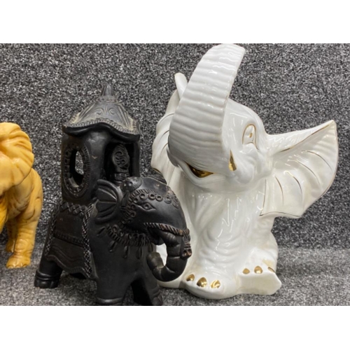 181 - 4 x large elephant ornaments - ceramic & resin