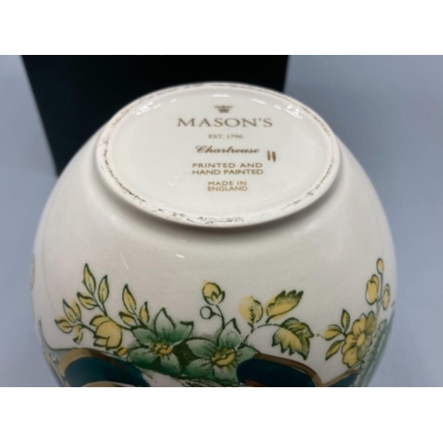 182 - Mason’s ironstone Chartreuse pattern ginger jar with box