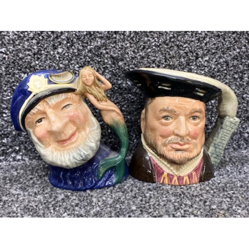 19 - Tray lot comprising of two Royal Doulton miniature character jugs ‘Old Salt & Henry VIII’ plus misce... 