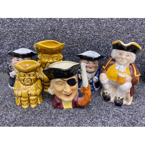 19 - Tray lot comprising of two Royal Doulton miniature character jugs ‘Old Salt & Henry VIII’ plus misce... 