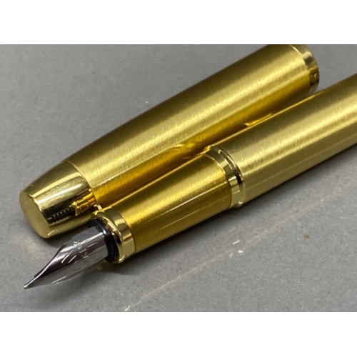 34 - Parker M series fountain pen, in full gold colour with Gift Box