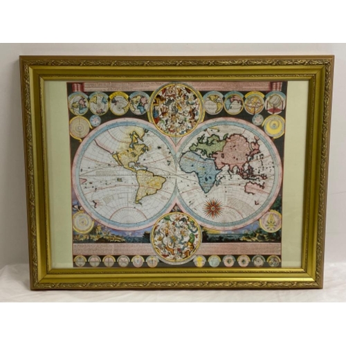 342 - Vintage gilt framed star constellations & Atlas