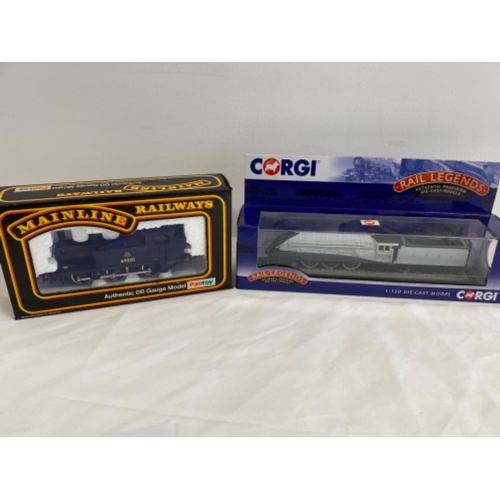 344 - 2x Corgi diecast train engines - Mainline Authentic 00 Gauge model & Rail legends Liner 4-6 A4 class