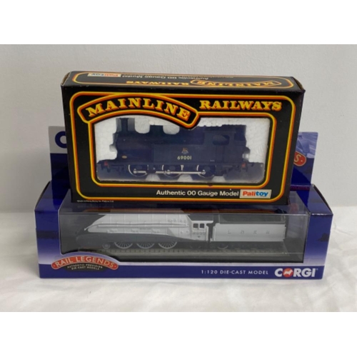 344 - 2x Corgi diecast train engines - Mainline Authentic 00 Gauge model & Rail legends Liner 4-6 A4 class