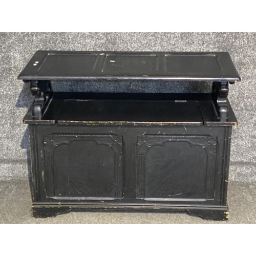 409 - Antique monks bench (painted black)