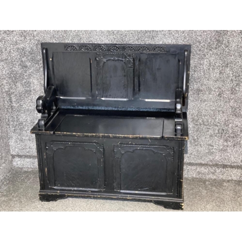 409 - Antique monks bench (painted black)