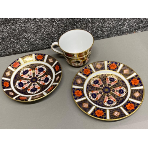 49 - Royal Crown Derby old imari patterned breakfast cup, saucer & plate trio set