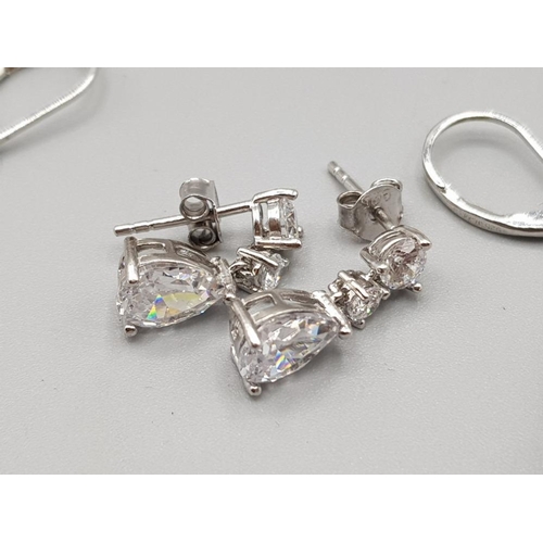 60 - Two pairs of silver and CZ earrings