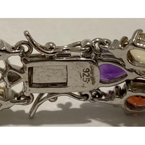 93 - Silver 925 bracelet covered with multicoloured stones