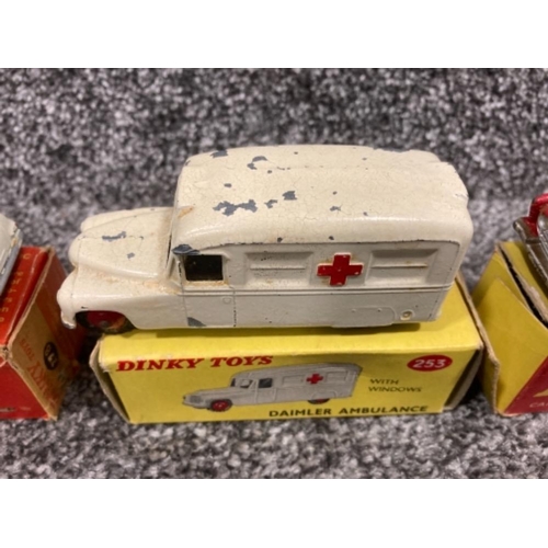 109 - Dinky Toys: Vauxhall Ambulance no 278, Daimler Ambulance no 253, and Canadian Fire Chief’s Car no 25... 