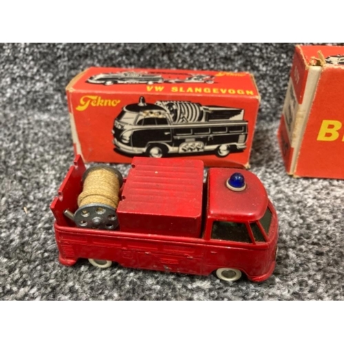 111 - Tekno Fire Engine no 459, Brandstige no 409, and VW Slangevogn no 408 all boxed