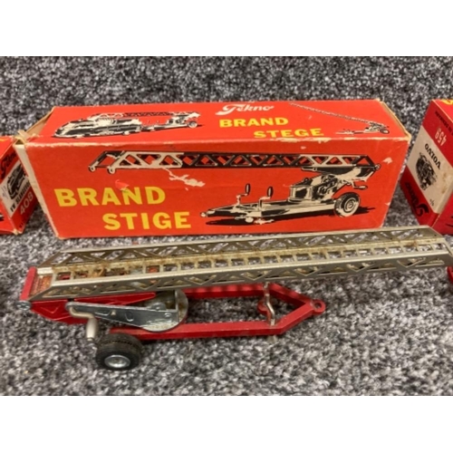 111 - Tekno Fire Engine no 459, Brandstige no 409, and VW Slangevogn no 408 all boxed