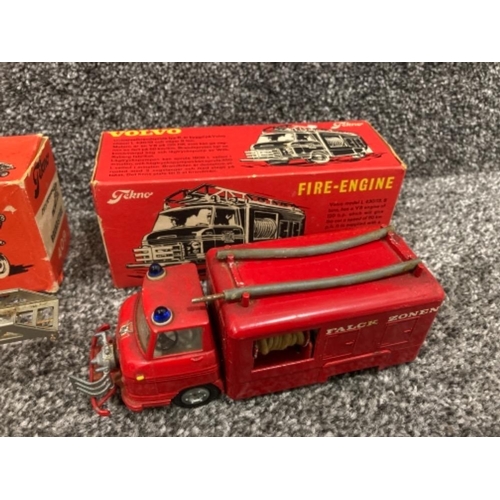 111 - Tekno Fire Engine no 459, Brandstige no 409, and VW Slangevogn no 408 all boxed